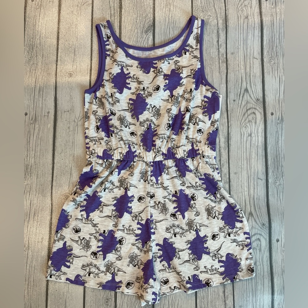 Jurassic World Print Romper - Purple and Gray
